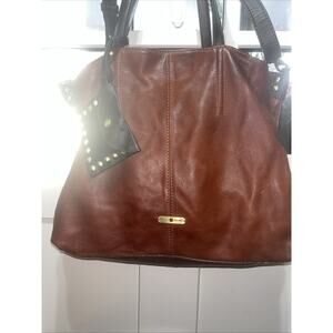 Vintage Lucky Brand Two Tone Brown Leather Crossbody Shoulder Bag 3 Straps